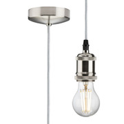 Brushed Chrome 1.8m Threaded E27 Pendant Light Fitting Class 2