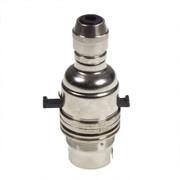 BC | B22 | Bayonet Cap Nickel Switched Lampholder with 3 Part Cord Grip