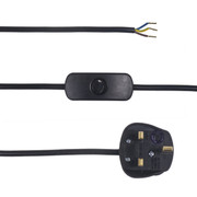 Black 3 Core With In Line Switch & Plug 2.5m Long 16492878