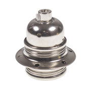 ES | E27 | Edison Screw Nickel Plated Threaded Lampholder with Metal Cord Grip LH13