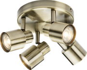230V GU10 Quad Spotlight - Antique Brass