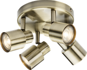 230V GU10 Quad Spotlight - Antique Brass