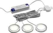230V IP20 2.5W LED Dimmable Under Cabinet Lights in Brushed Chrome - Pack of 3  - 4000K