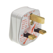 White 13A Plug Top with 3A Fuse