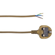 Gold Un-Switched 3 Core with Plug 2.5m Long