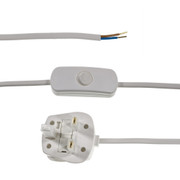 White 2 Core With Plug & In Line Switch 2.5m Long PLU55242