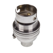 BC | B22 | Bayonet Cap Chrome Un-Switched Lampholder 10mm Entry with Stem Lock