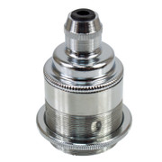 ES | E27 | Edison Screw Chrome Threaded Lampholder with Cord Grip