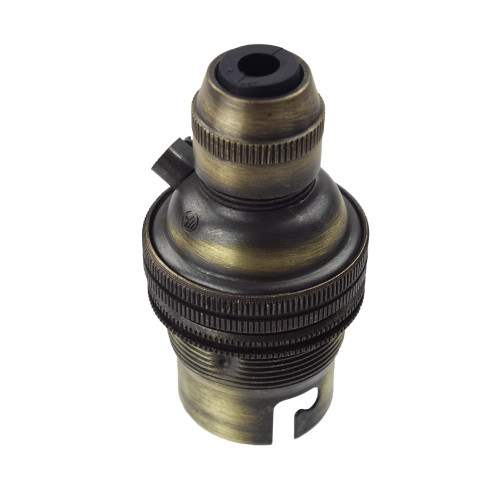 BC | B22 | Bayonet Cap Antique Brass Pendant Lampholder with Cord Grip