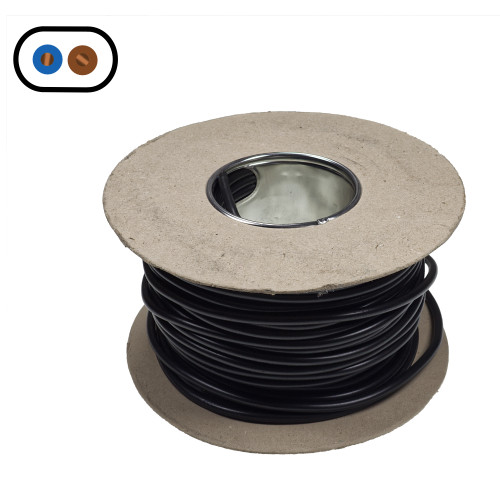 Black 2 Core Flex 0.75mm Flat - 50m Drum