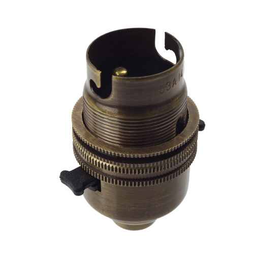 BC | B22 | Bayonet Cap Antique Brass 10mm Switched Lampholder