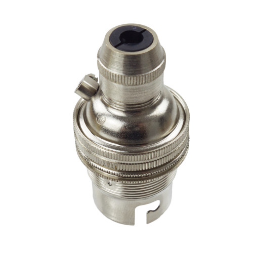 BC | B22 | Bayonet Cap Nickel Pendant Lampholder with Cord Grip