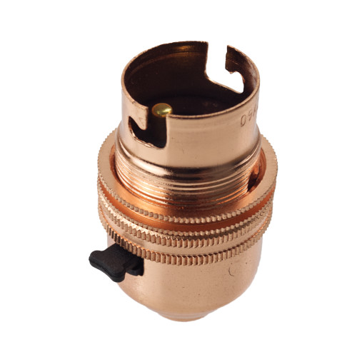 BC | B22 | Bayonet Cap Copper Plated 10mm Switched Lampholder