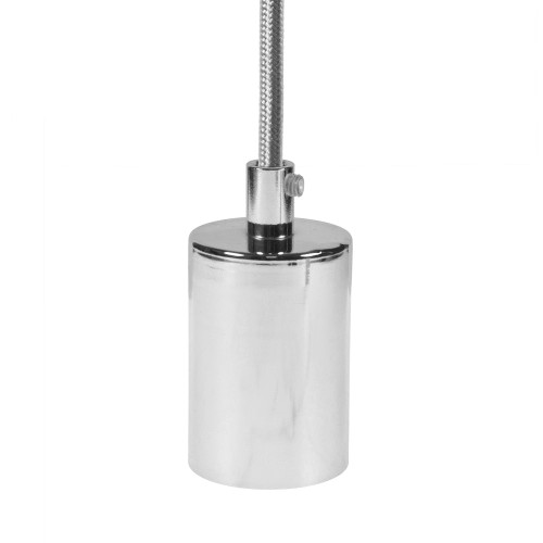 ES | E27 | Edison Screw Chrome Lampholder Cup and Cord Grip