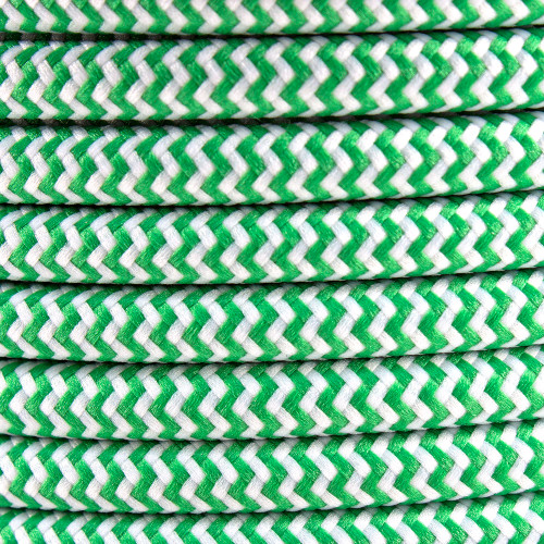 Green Herringbone Round Fabric Cable 3 Core 4200438