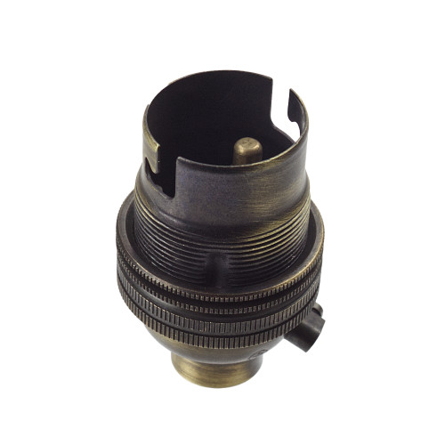 BC | B22 | Bayonet Cap Antique Brass Un-Switched Lampholder 10mm Entry with Stem Lock