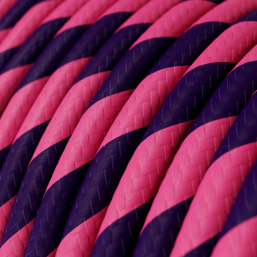 HD Pink and Purple Twist Round Fabric Cable 3 Core 4774517