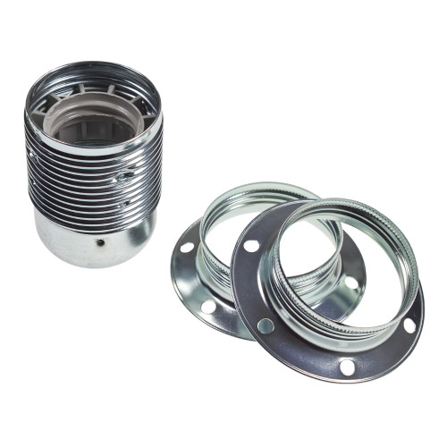 ES | E27 | Edison Screw White Zinc Plated Threaded Lampholder