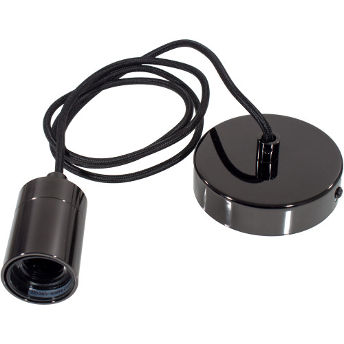 Black Pearl E27 Pendant Light Elegance Range 1.5M Black Braided Cable Black Pearl E27 Pendant Light Elegance Range 1.5M Black Braided Cable