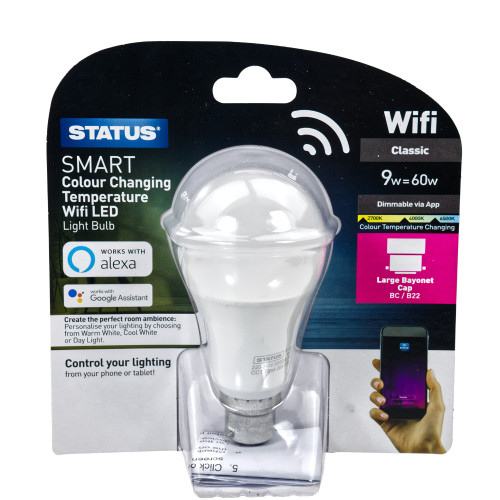 Status Smart Alexa Google Assistant Dimmable 9w Cool | Warm | DayLight BC LED Lamp