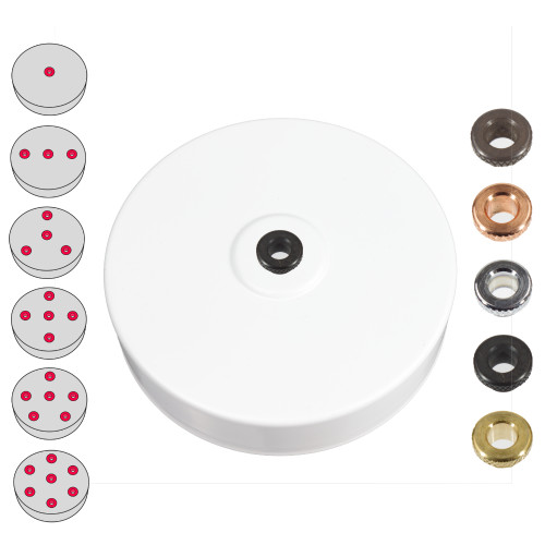 White Ceiling Ceiling Rose with 10mm Holes and Fixing Plate 6602448