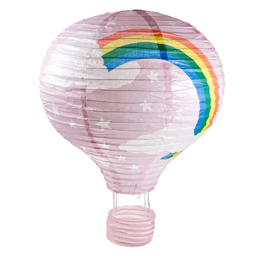 Hot Air Balloon Paper Lantern 40cm Pink Rainbow 8232158