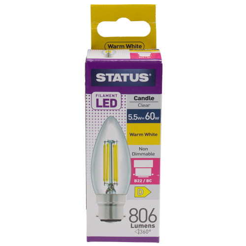 BC | Bayonet Cap 5.5w Warm White LED Candle Lamp