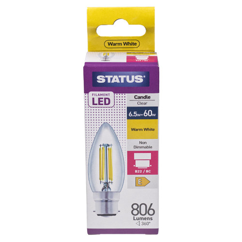 BC | Bayonet Cap 6.5w Warm White LED Candle Lamp