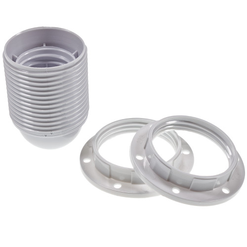 ES | E27 | Edison Screw Threaded White Lampholder with 10mm Thread