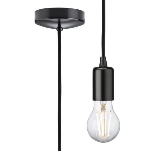 Matt Black 1.8m Plain E27 Pendant Light Fitting Class 2