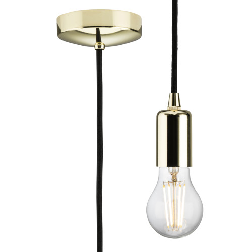 Polished Brass 1.8m Plain E27 Pendant Light Fitting Class 2