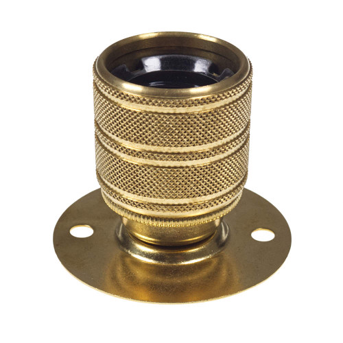 E27 Brass Batten Lampholder with Decorative Knurled Design