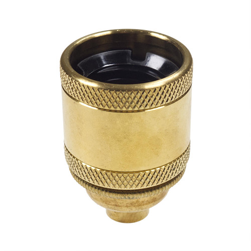 E27 Brass Lampholder with Plain Centre 10mm Entry