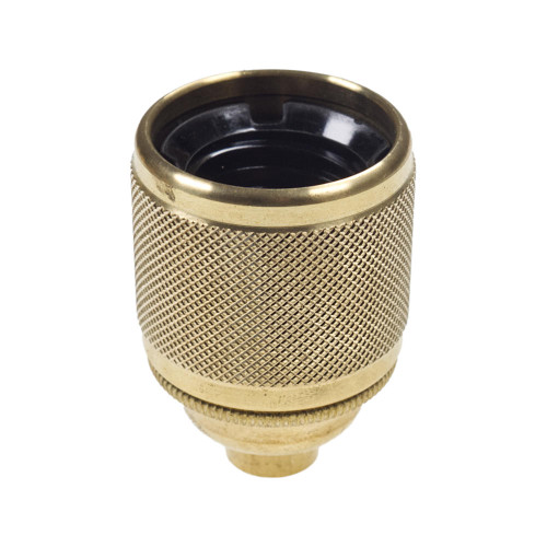 E27 Brass Lampholder with Knurled Centre 10mm Entry
