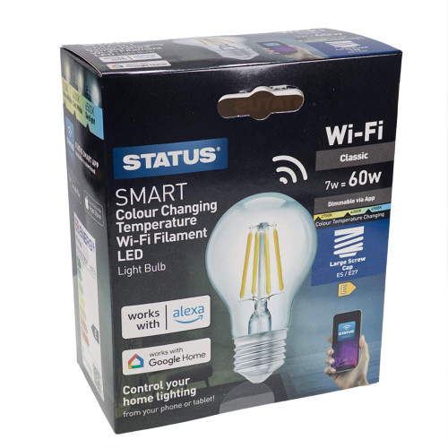 Status Smart 7W ES Colour Changing Temperature Wi-Fi Filament LED