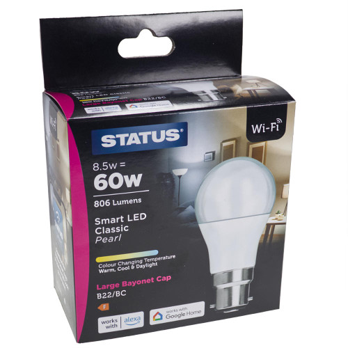 Status Smart 8.5W BC Colour Changing Temperature Wi-Fi LED