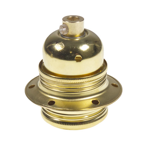 ES | E27 | Edison Screw Brass Plated Threaded Lampholder with Metal Cord Grip LH12
