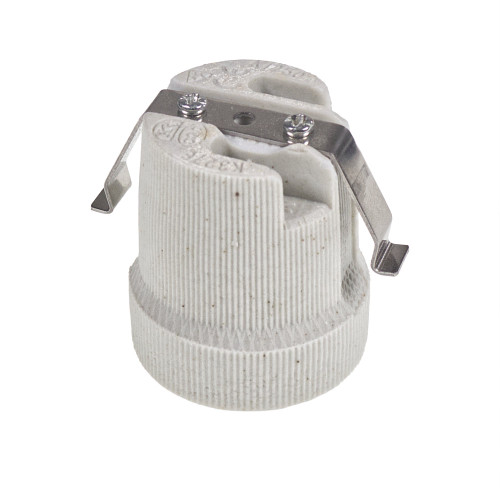 ES | E27 Porcelain Lampholder with Spring Bracket