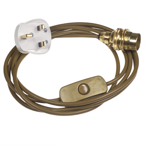 Cable Cord Set with Inline Switch and BC | B22 Brass Lampholder