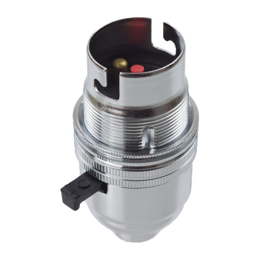 BC | B22 | Bayonet Cap Chrome Switched Safer Lampholder 10mm Entry