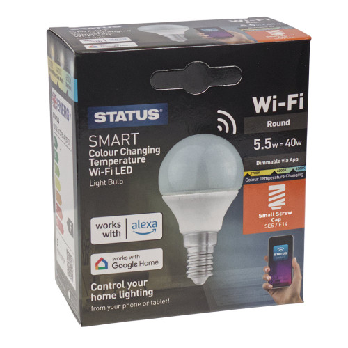 Status Smart 5.5w SES | E14 Colour Temperature Changing Wi-Fi LED Light Bulb