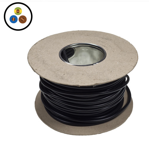 Black 3 Core Flex 0.75mm Round - 50m Drum