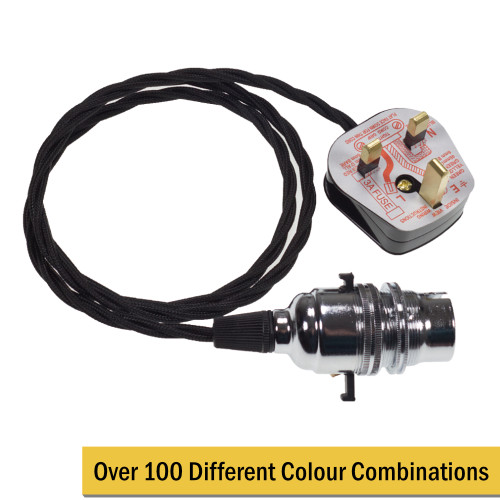 Switched Lampholder with Braided Flex and Plug 21787
