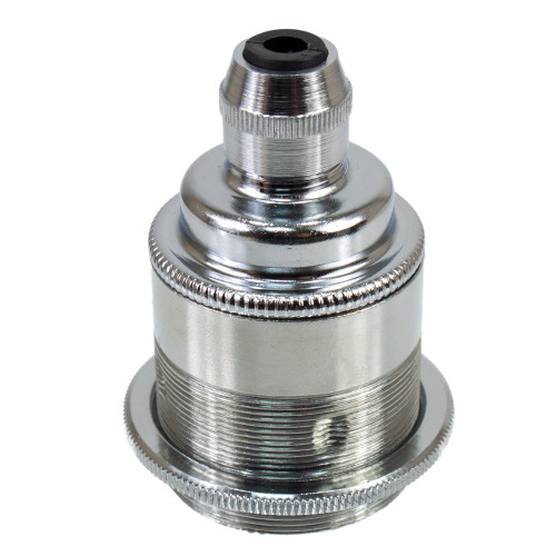 ES | E27 | Edison Screw Chrome Threaded Lampholder with Cord Grip