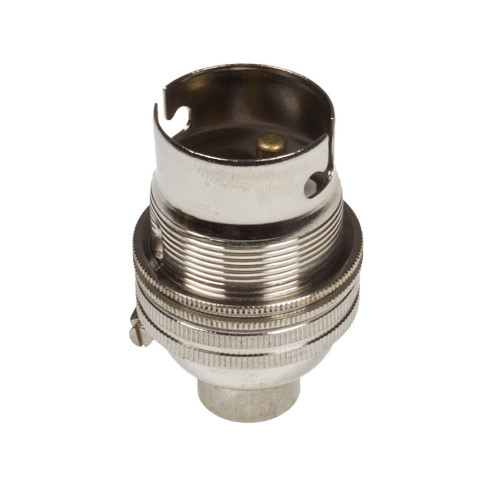 BC | B22 | Bayonet Cap Nickel Un-Switched Lampholder 10mm Entry with Stem Lock