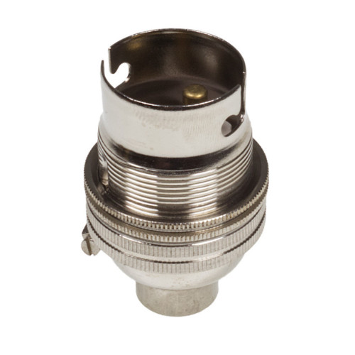BC | B22 | Bayonet Cap Nickel Un-Switched Lampholder 10mm Entry with Stem Lock