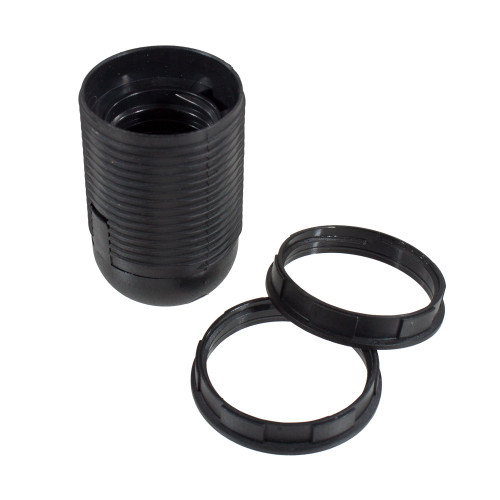 ES | E27 | Edison Screw Threaded Lampholder Black With Push Wire Terminals