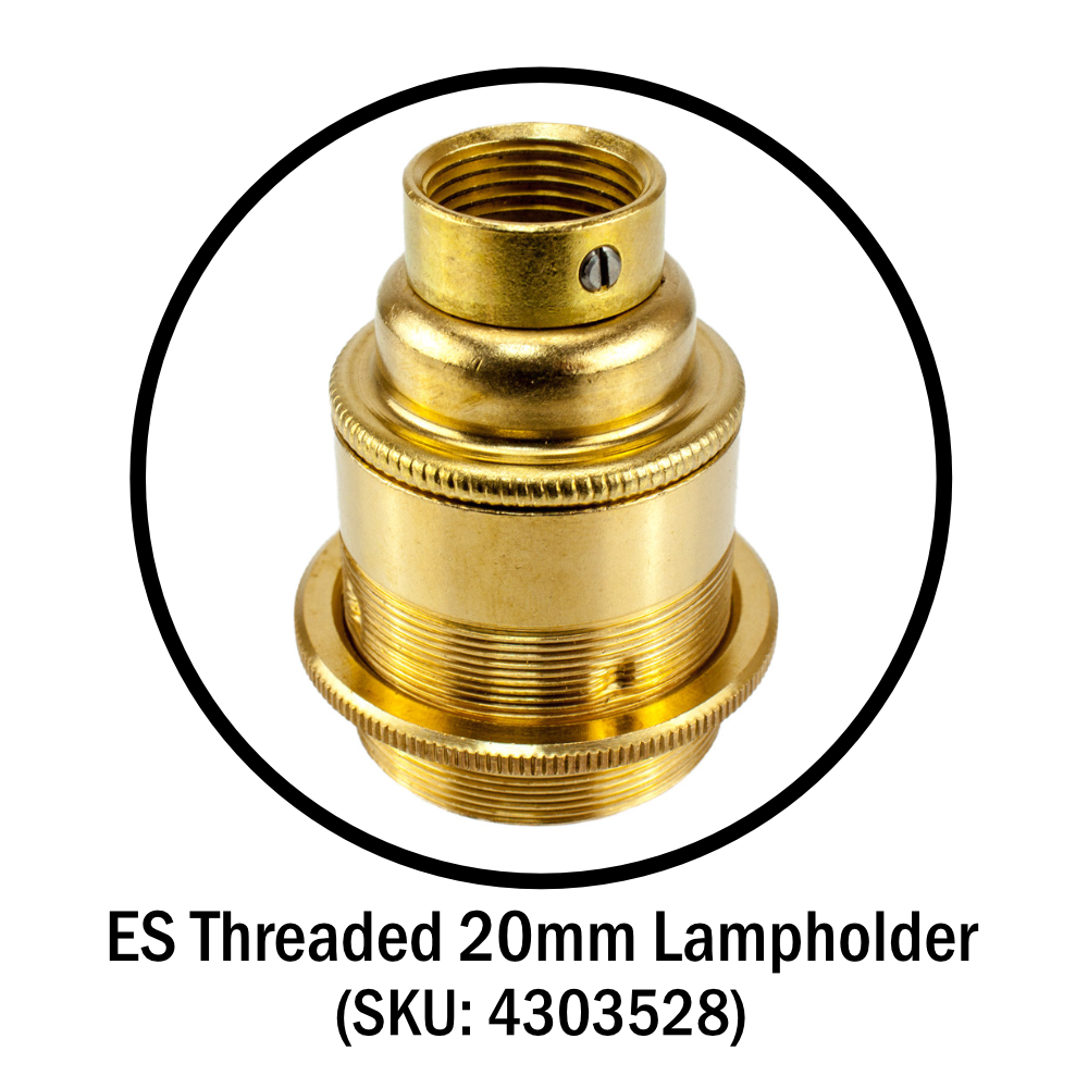 ES | E27 | Edison Screw Brass Threaded Lampholder with 20mm Base Thread