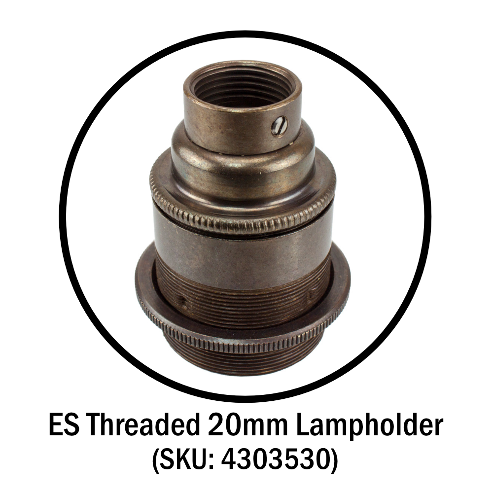 ES | E27 | Edison Screw Old English Threaded Lampholder with 20mm Base Thread