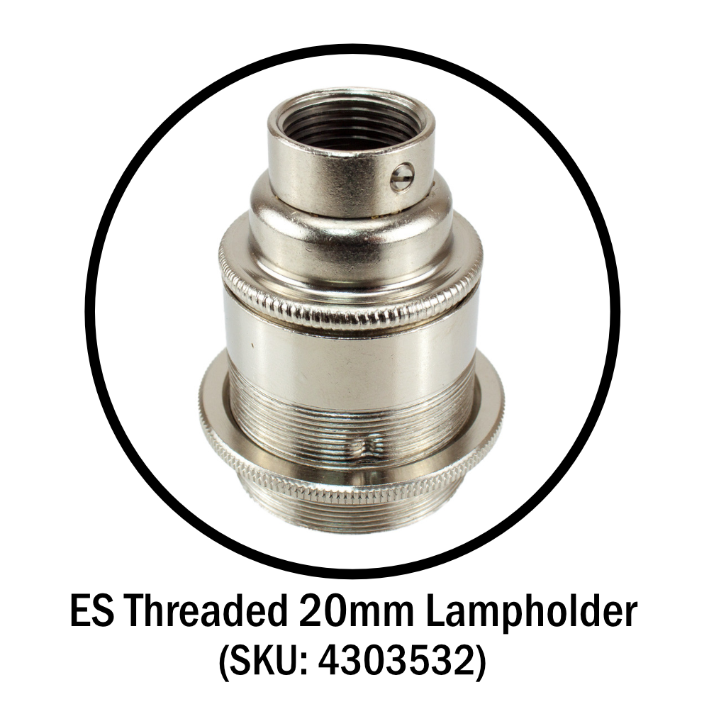 ES | E27 | Edison Screw Nickel Threaded Lampholder with 20mm Base Thread